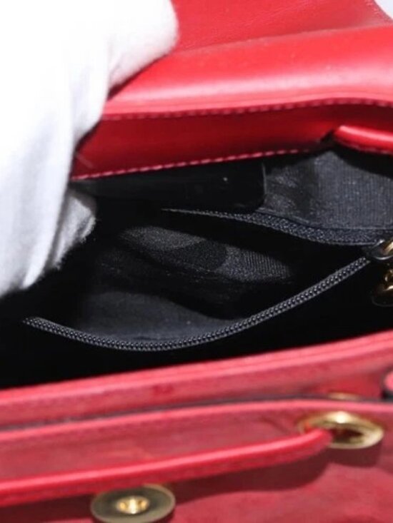 Salvatore Ferragamo Vala Backpack Suede Red Gold Auth BA11218 main image 7